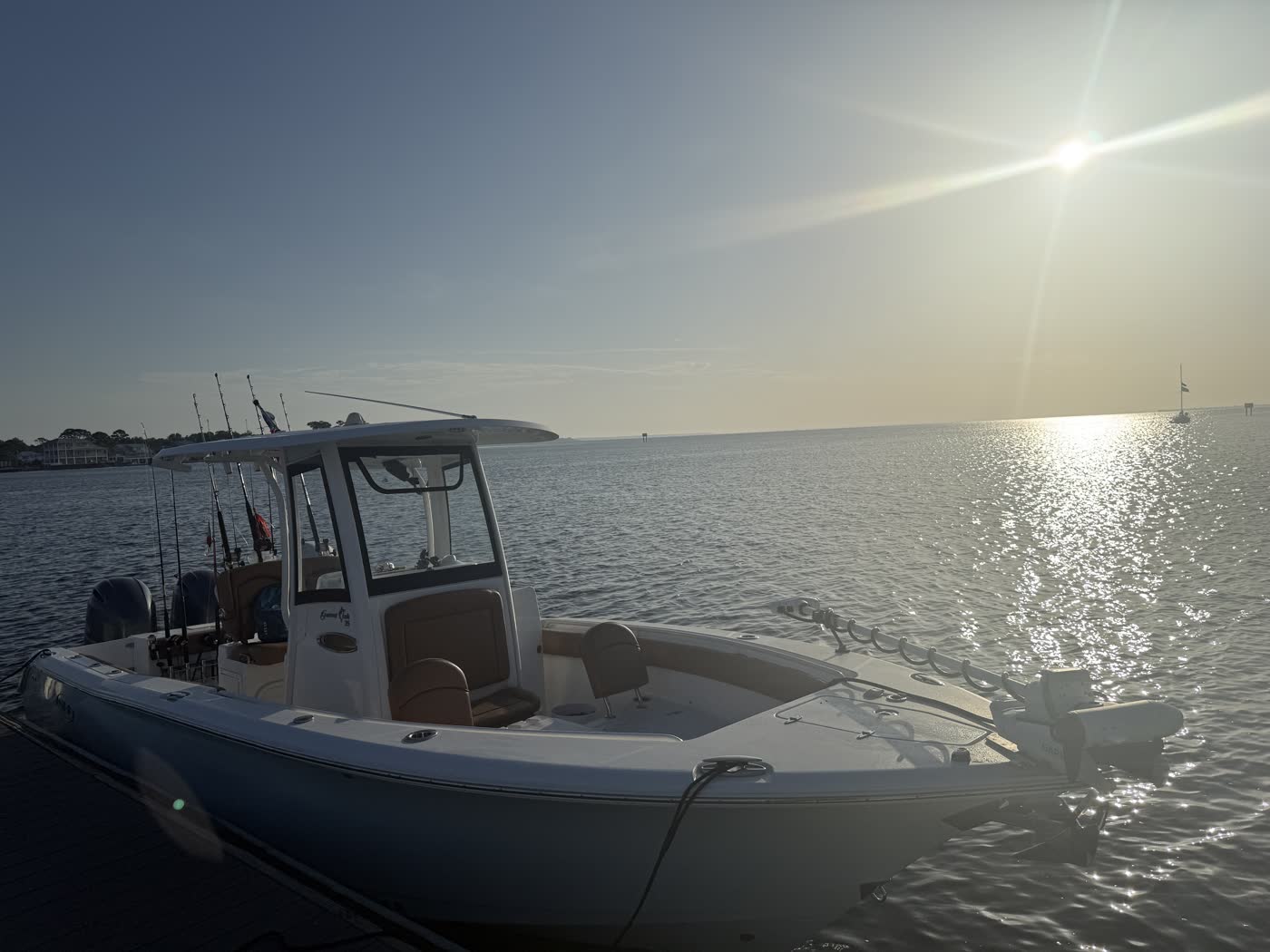 Big Fish Energy charter boat docked at sunrise in Destin, FL